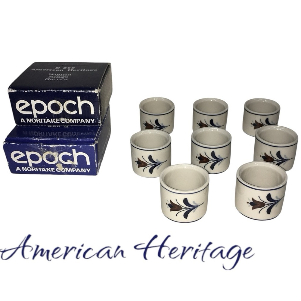 VTG American Heritage Noritake Epoch Napkin Rings E-209 - Set of 8 Vintage